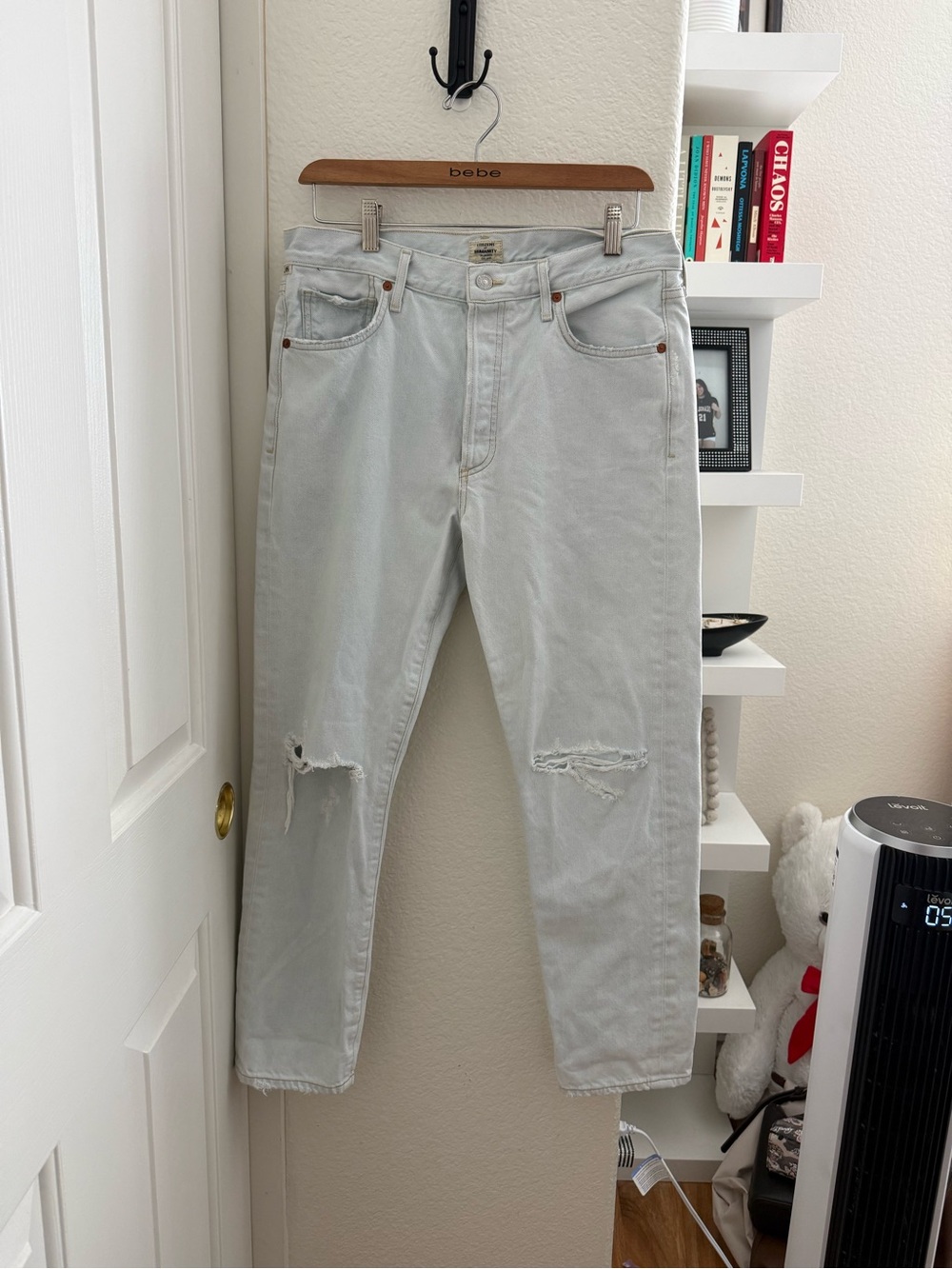 Citizens Of Humanity Light Gray Distressed Relaxed Jeans